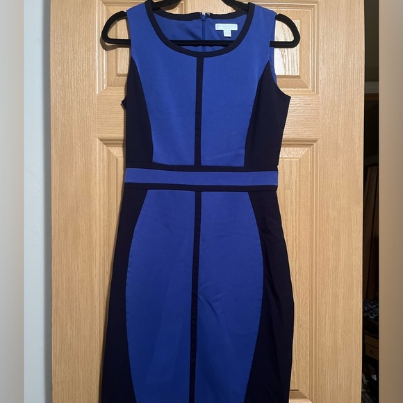 New York & Company Color Block Shift Dress Royal Blue Navy - Picture 2 of 12